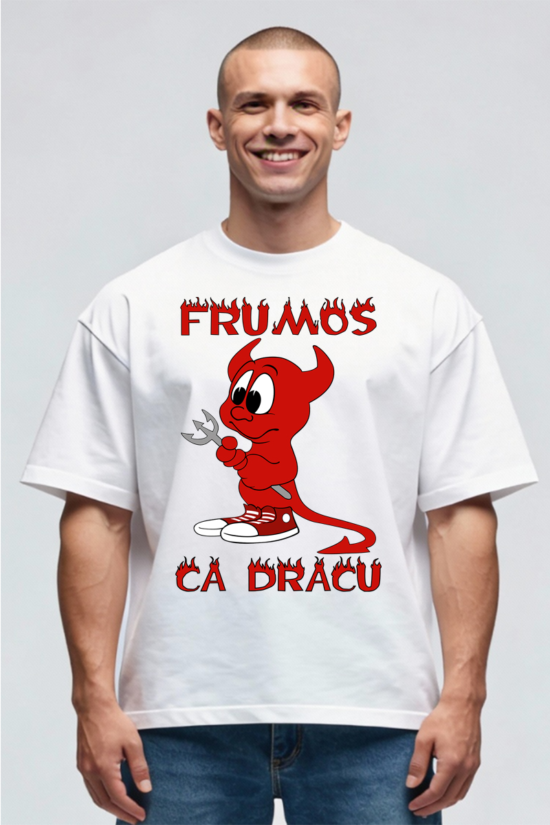 Tricou Oversize - Frumos ca Dracu' - imagine 3