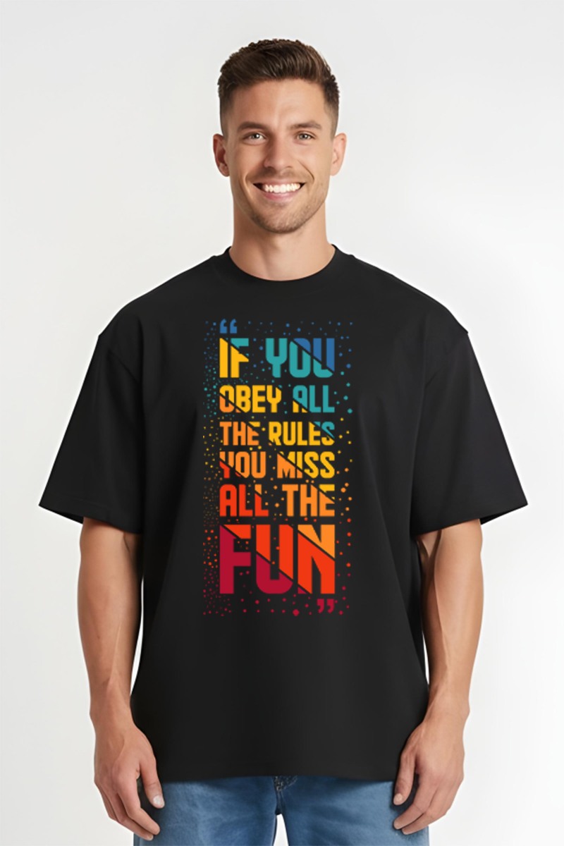 Tricou Oversize - Obey not Fun - imagine 5