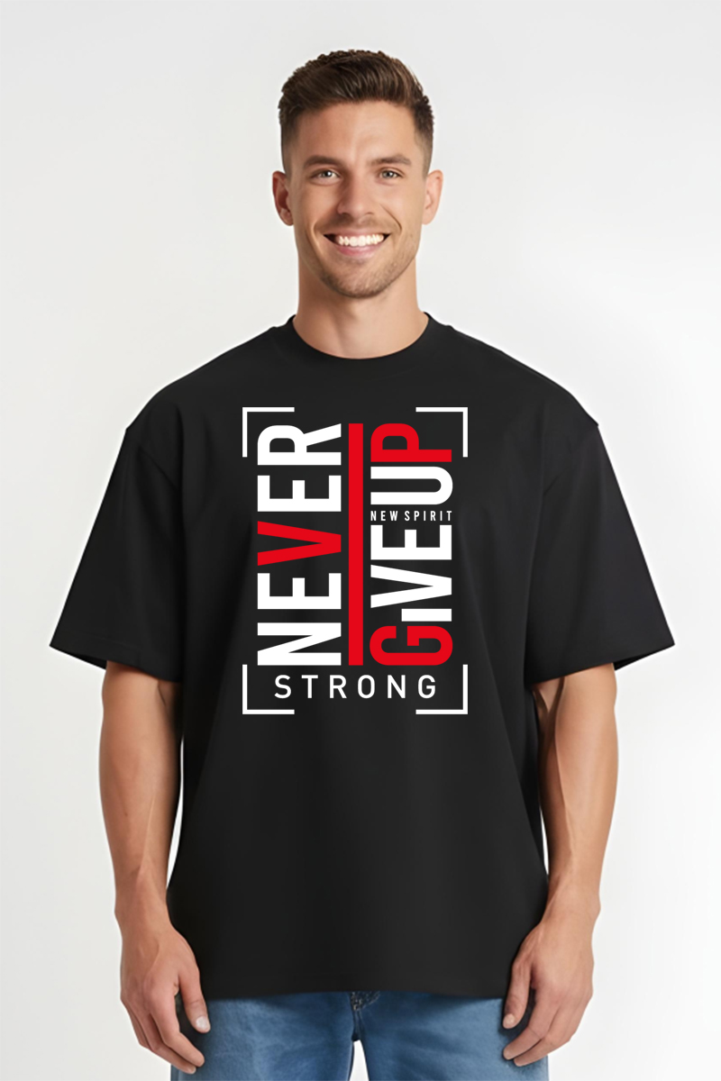 Tricou Oversize - Never Give Up - imagine 3