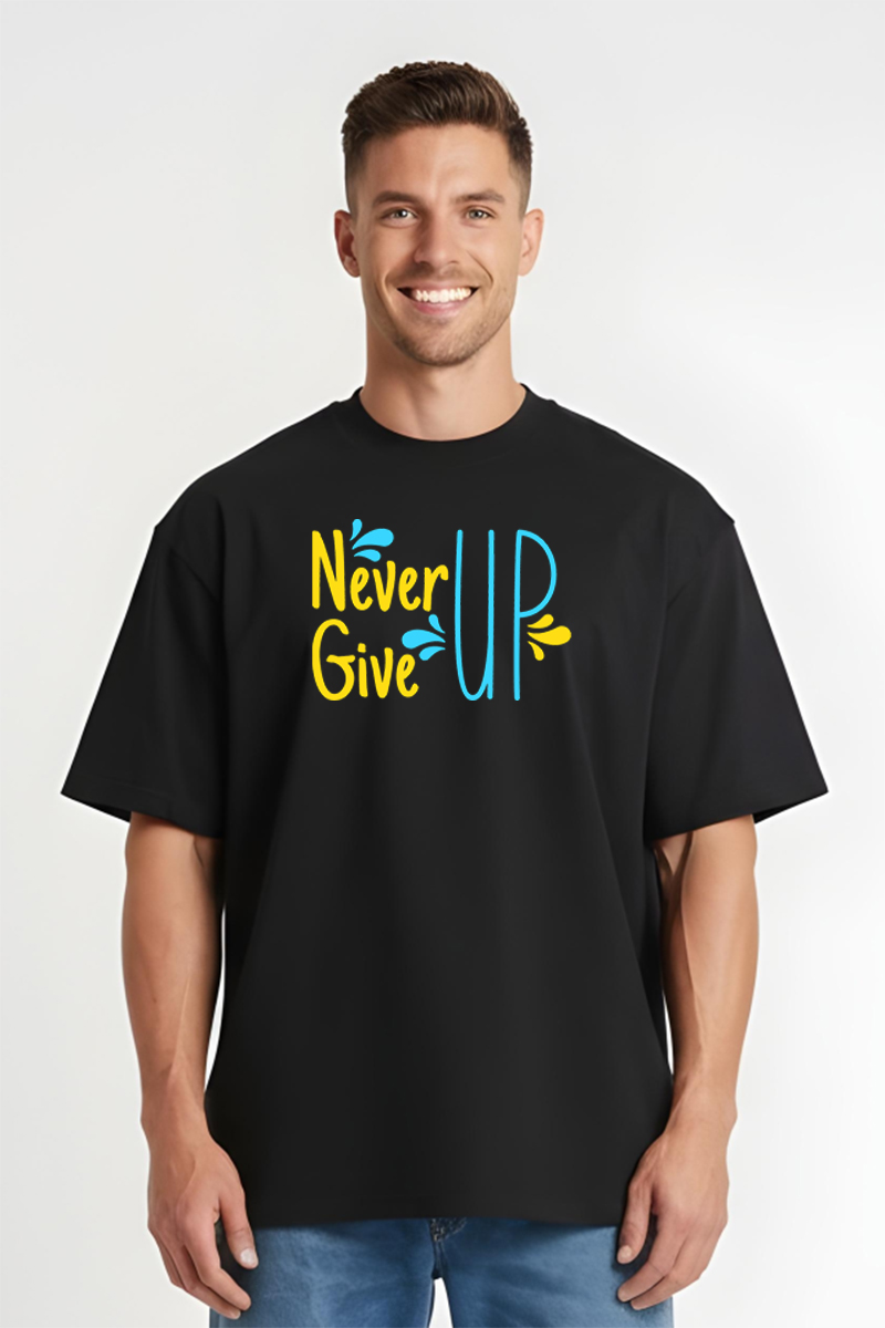 Tricou Oversize - Never Give Up - imagine 3