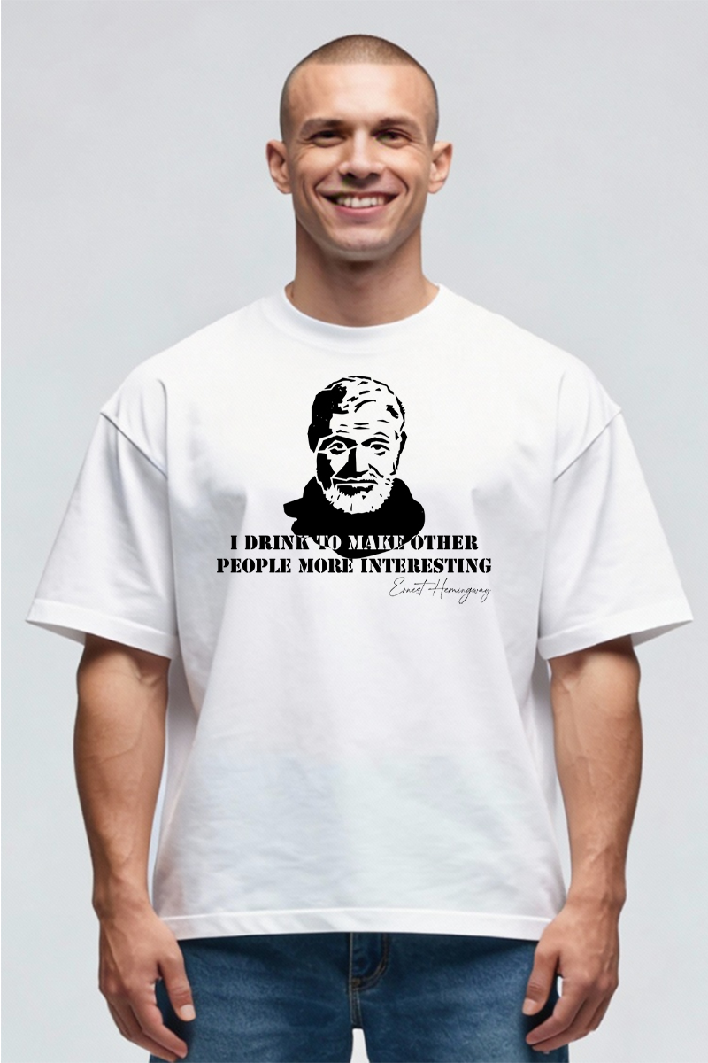Tricou Oversize - Ernest Hemingway Quote - imagine 2