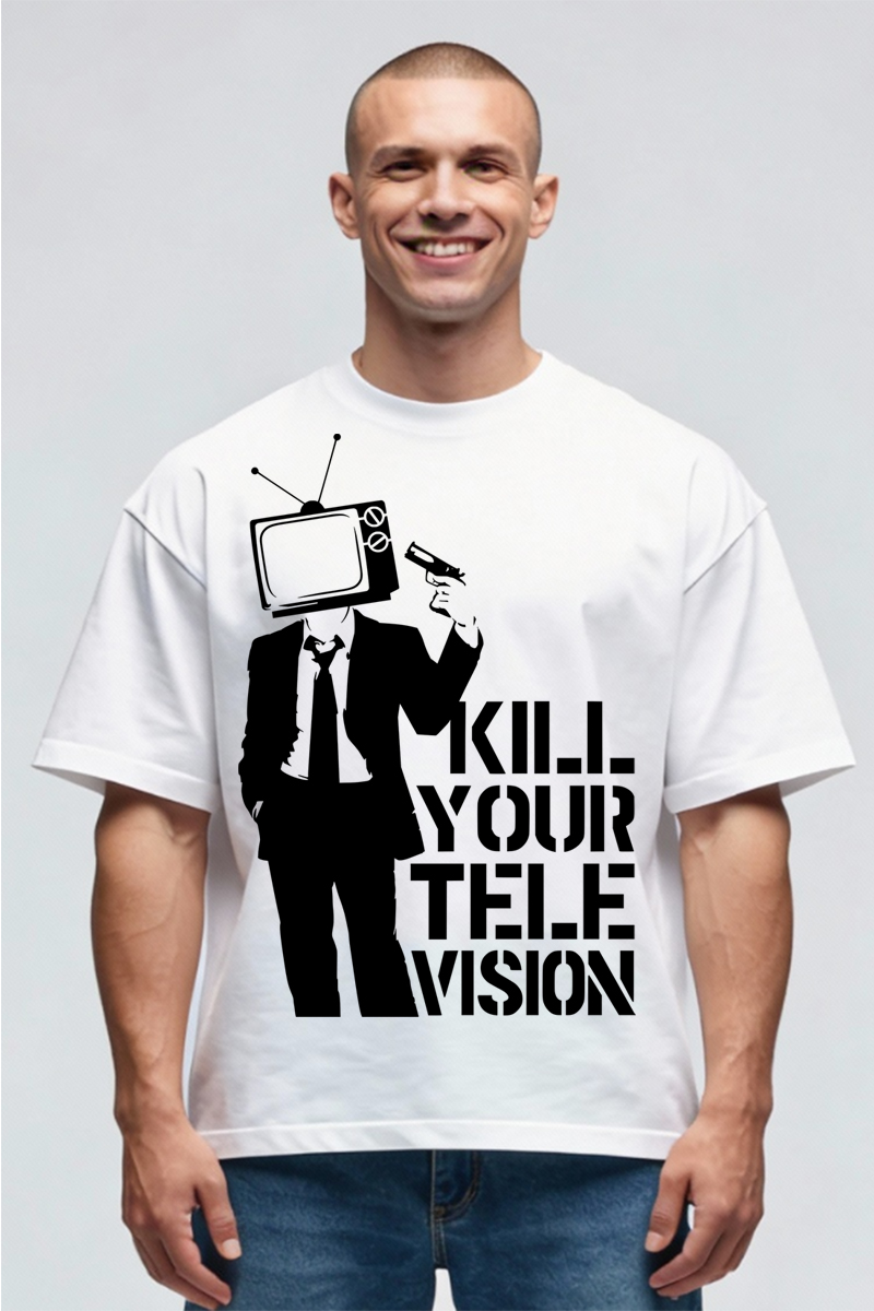 Tricou Oversize - Kill Television by Bansky - imagine 2