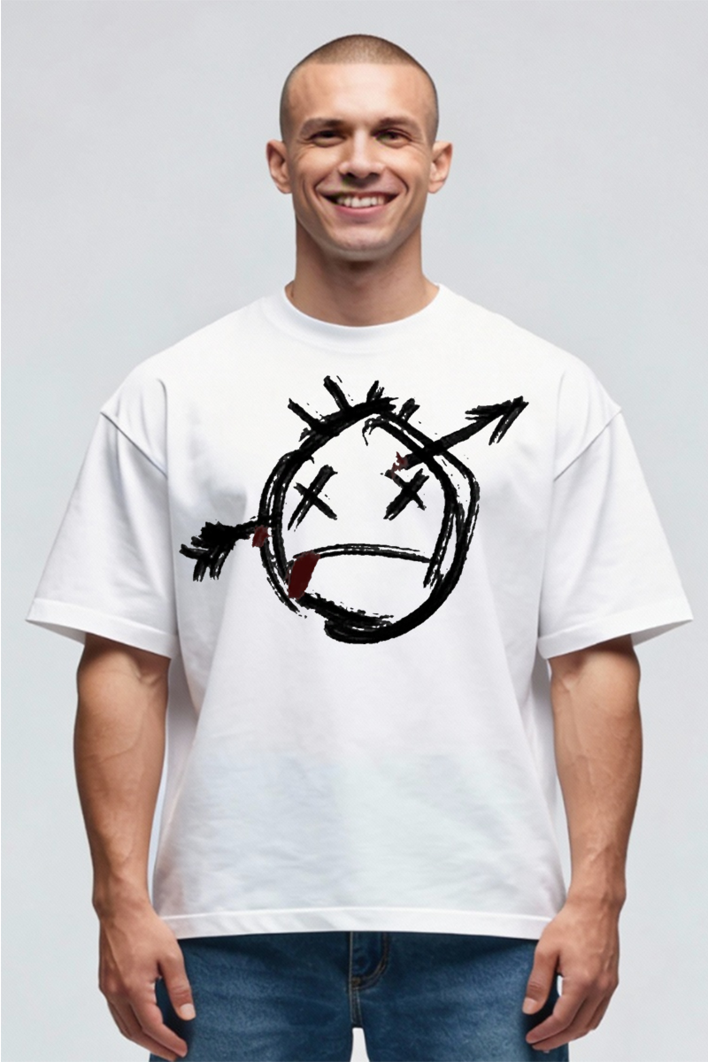 Tricou Oversize - Sad Face - imagine 2