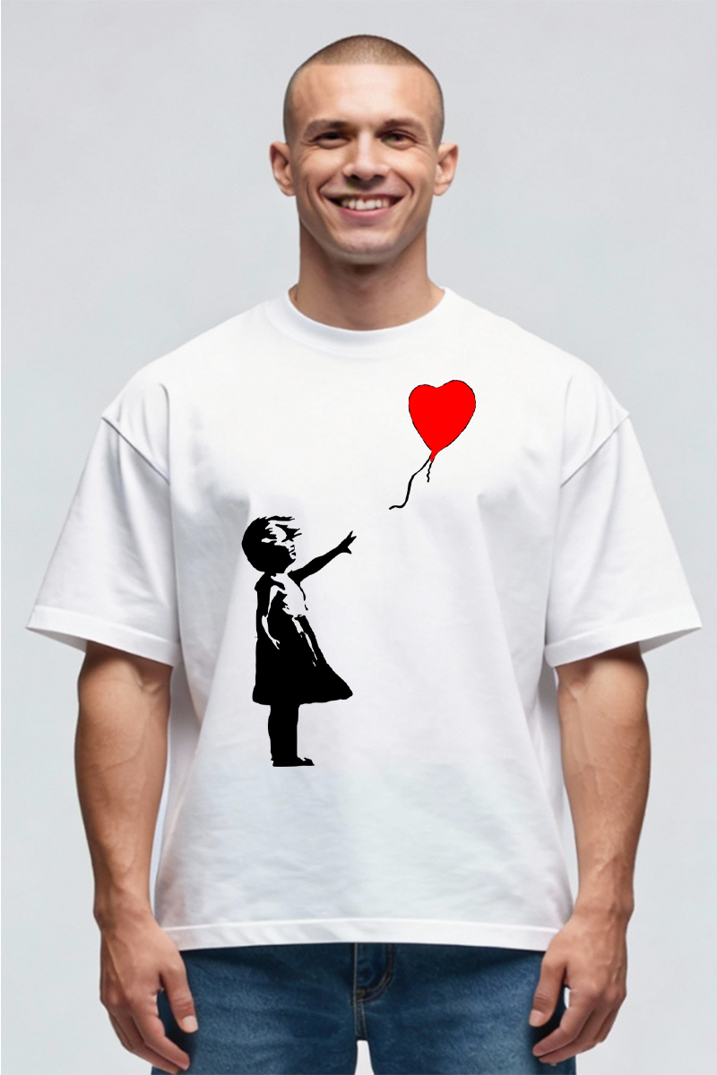 Tricou Oversize - Fetița cu balon - Bansky - imagine 2