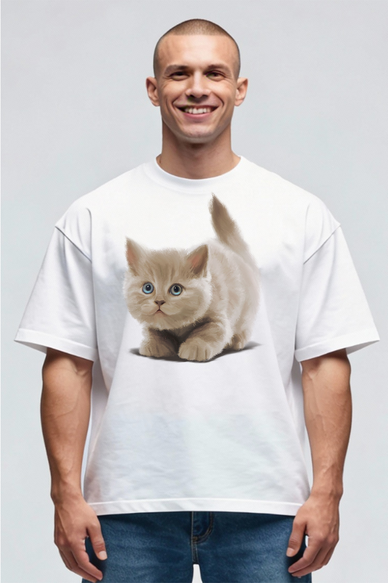 Tricou Oversize - Motan și flururi - imagine 2