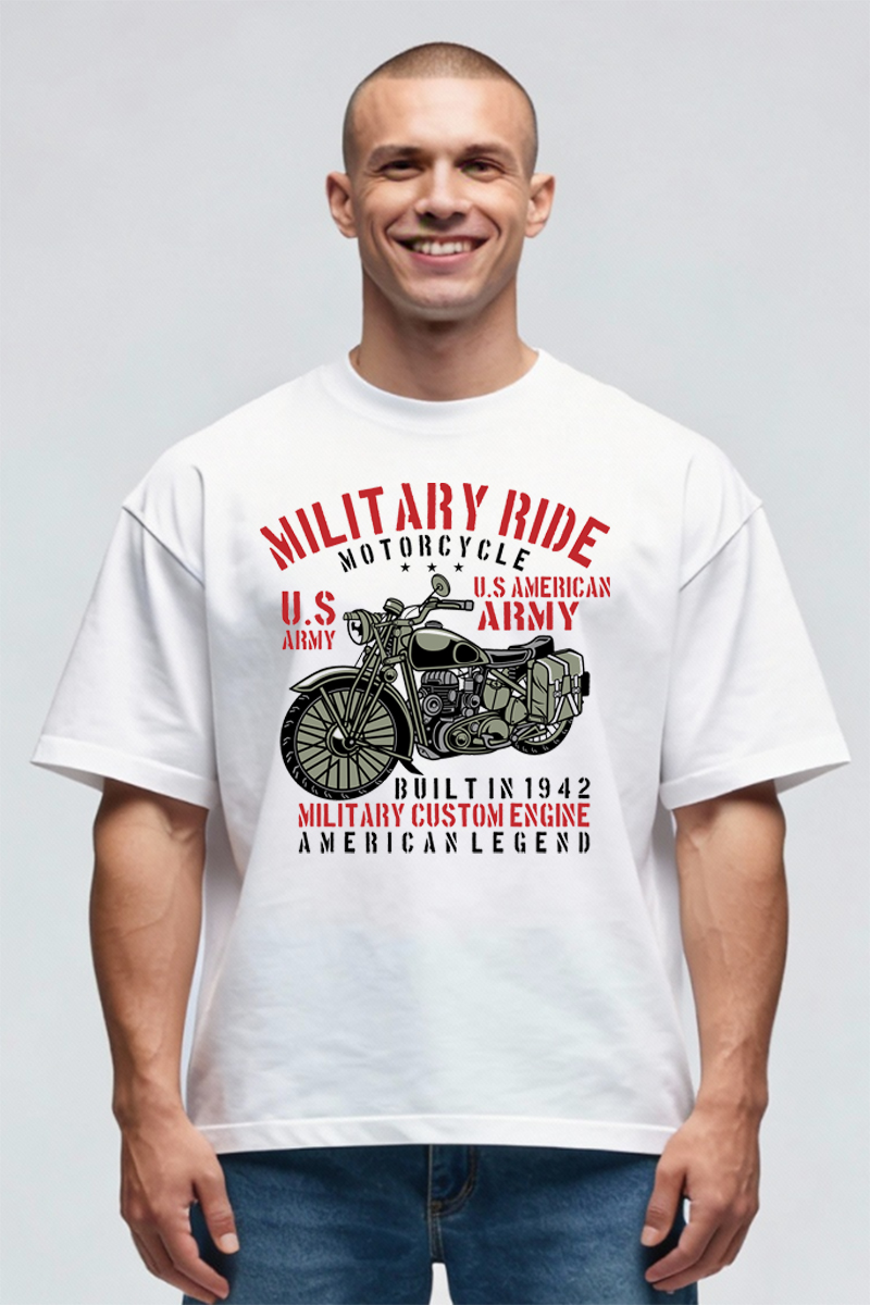 Tricou Oversize - Military Motorcycle