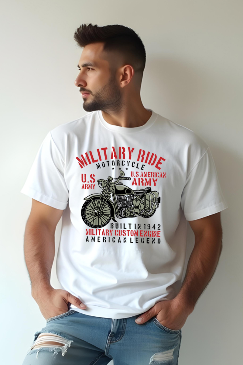 Tricou Oversize - Military Motorcycle - imagine 2