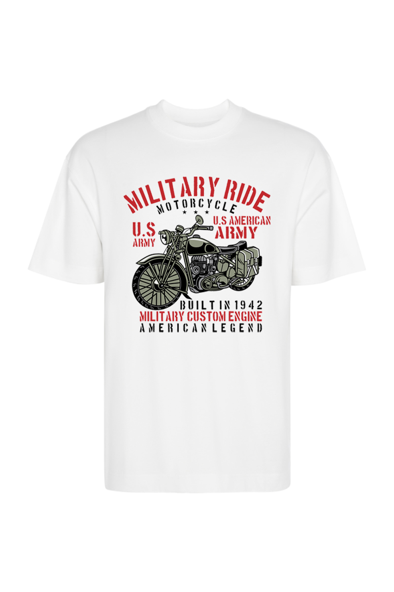 Tricou Oversize - Military Motorcycle - imagine 3