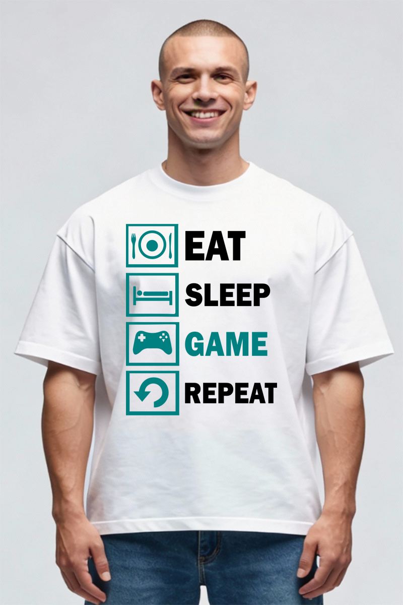 Tricou Oversize - Game Repeat