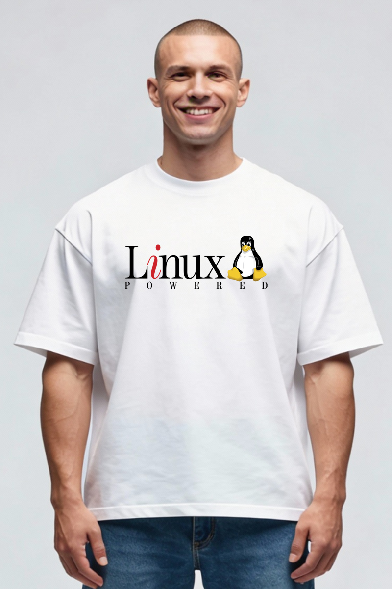 Tricou Oversize - Powered By Linux