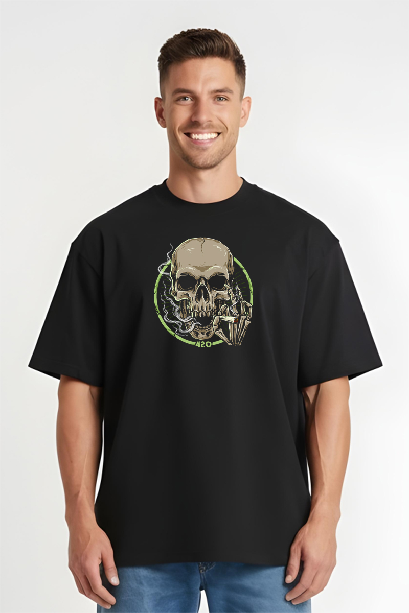 Tricou Oversize - Smoking Skull
