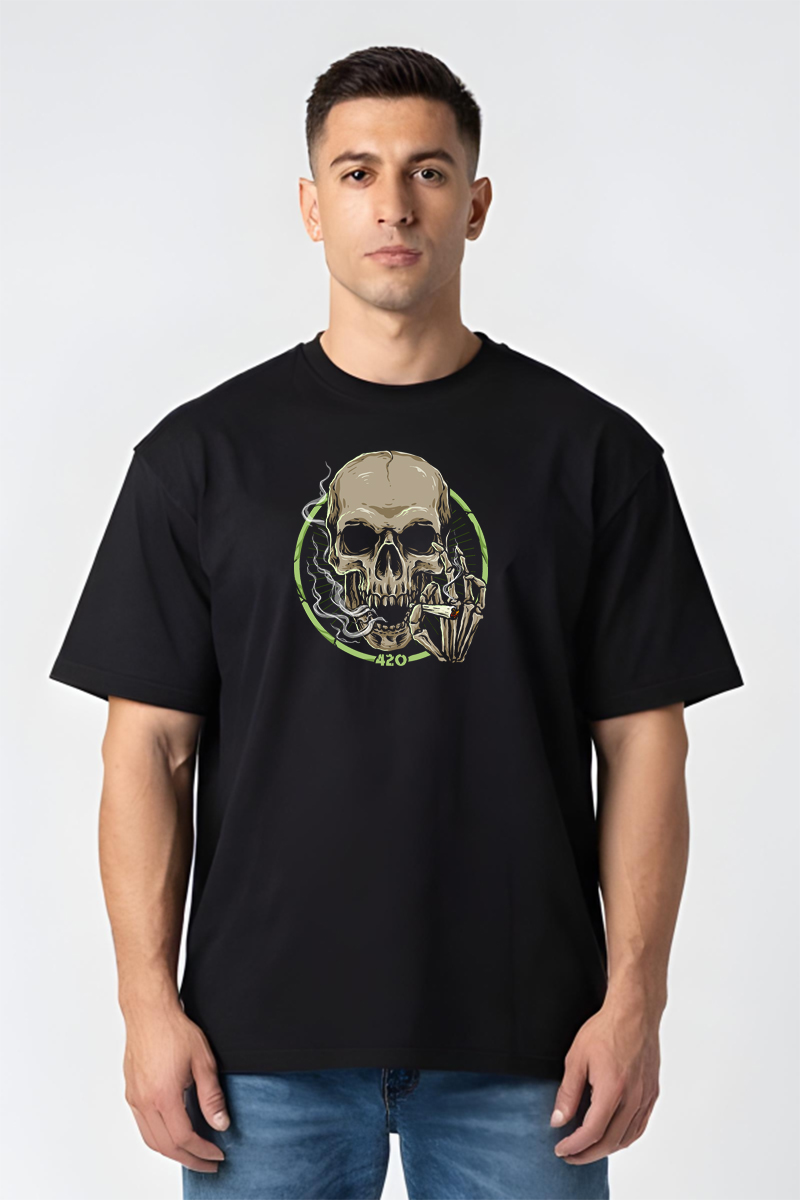 Tricou Oversize - Smoking Skull - imagine 2