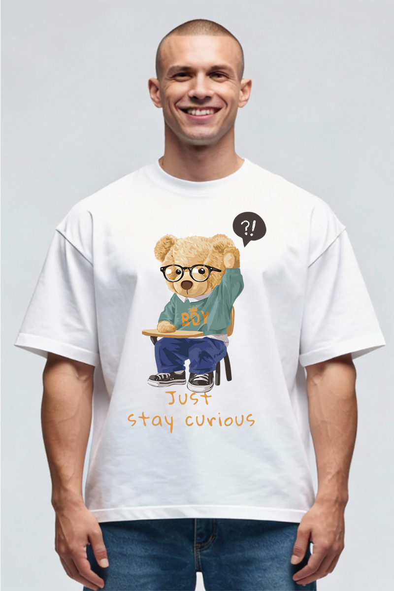 Tricou Oversize - Stay Courios Taddy Bear