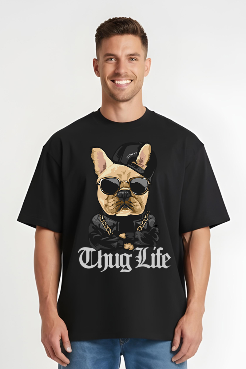 Tricou Oversize - Thug Life Bulldog - imagine 4