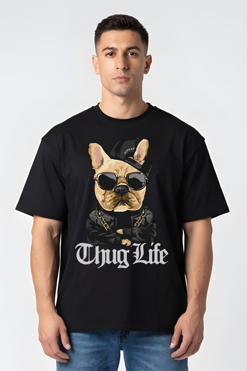 Tricou Oversize - Thug Life Bulldog - imagine 5